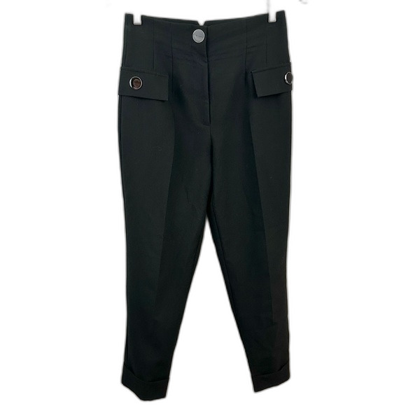 Zara Black Work Pants With Button Pockets Size Medium - Picture 1 of 12